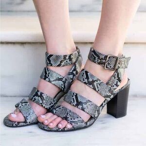 Vionic Snakeskin Strappy Block Heels | Women’s 8.5
